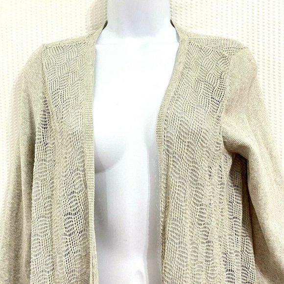 Calvin Klein Gray Open Front Waterfall Cardigan Lg - Picture 2 of 5